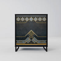 SIDEBOARD ROYAL ORDINARINESS, Schwarz, 57,5x42x67,5 cm, Schwarze Metall-Rahmenfüße - Multicolor/Schwarz, Holzwerkstoff/Metall (57.5/67.5/42cm) - SpaceRebels