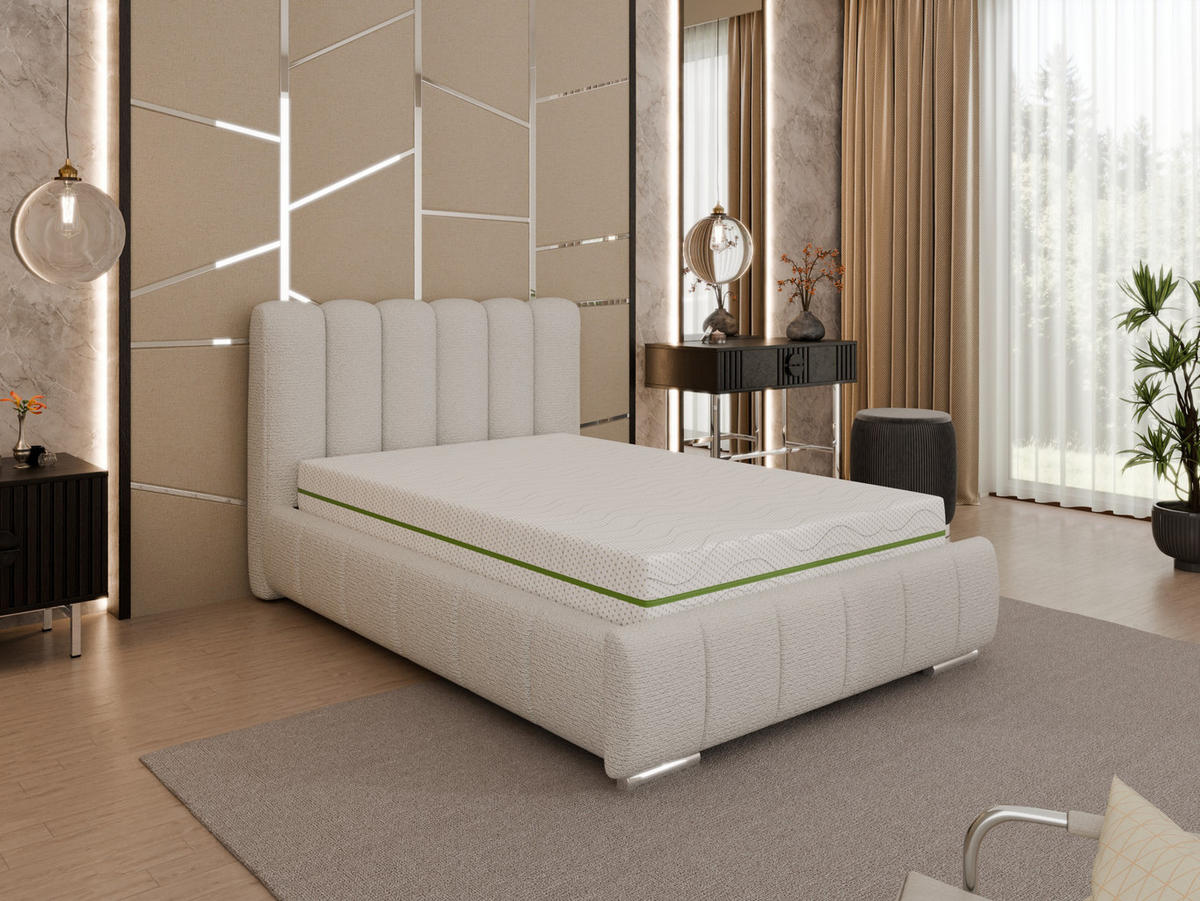 POLSTERBETT Zaira 120x200cm – Elegantes Polsterbett für modernen Wohnstil , ZONIERTE MULTI-TASCHEN-FEDERKERN (24cm), cappuccino - Cappuccino, Holz (120/200cm) - Homesy