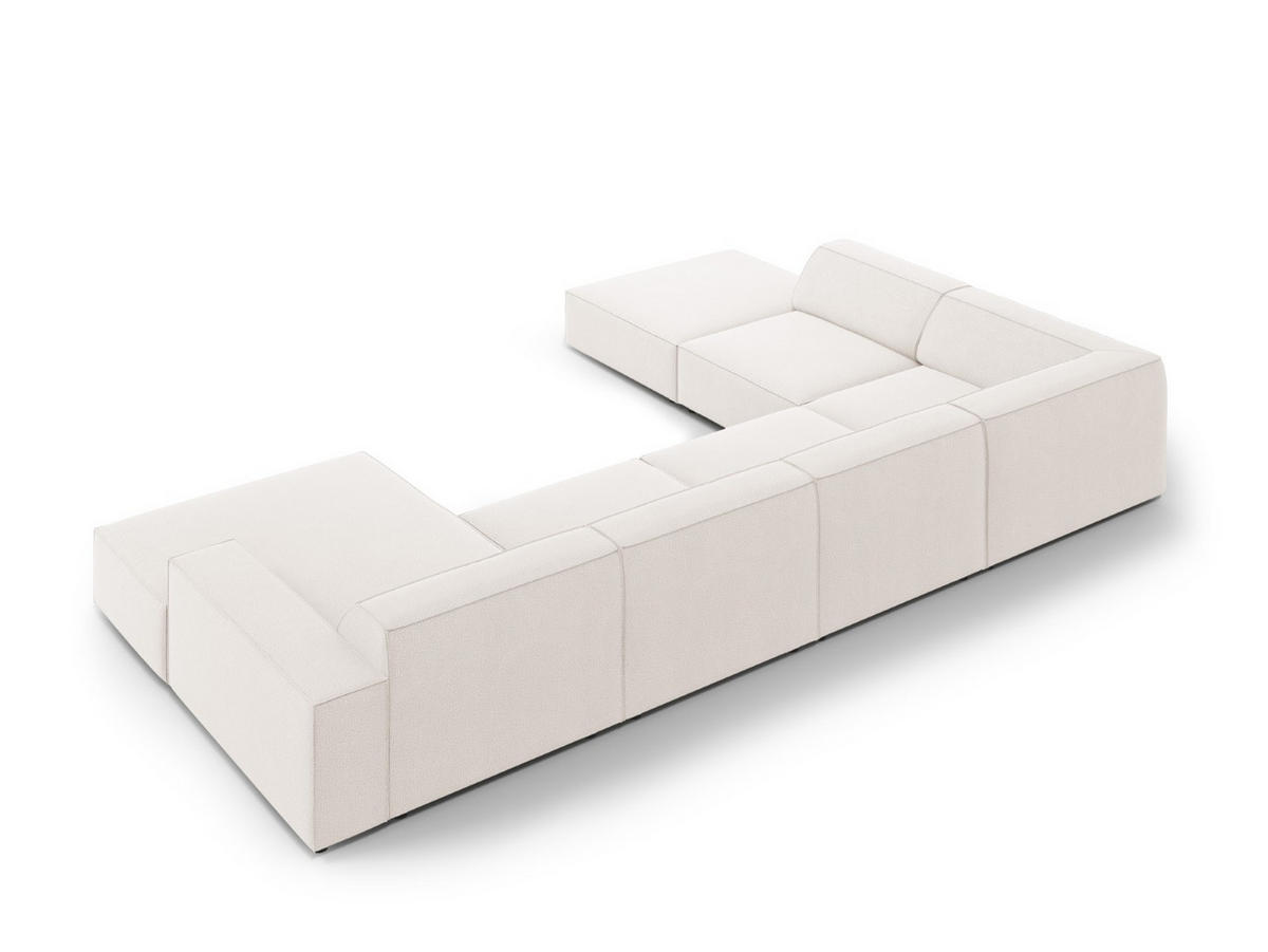 PANORAMASOFA links Jodie aus strukturiertem Stoff leichtes beige 7 Sitzplätze - Beige, Textil (262/70/364cm) - Micadoni