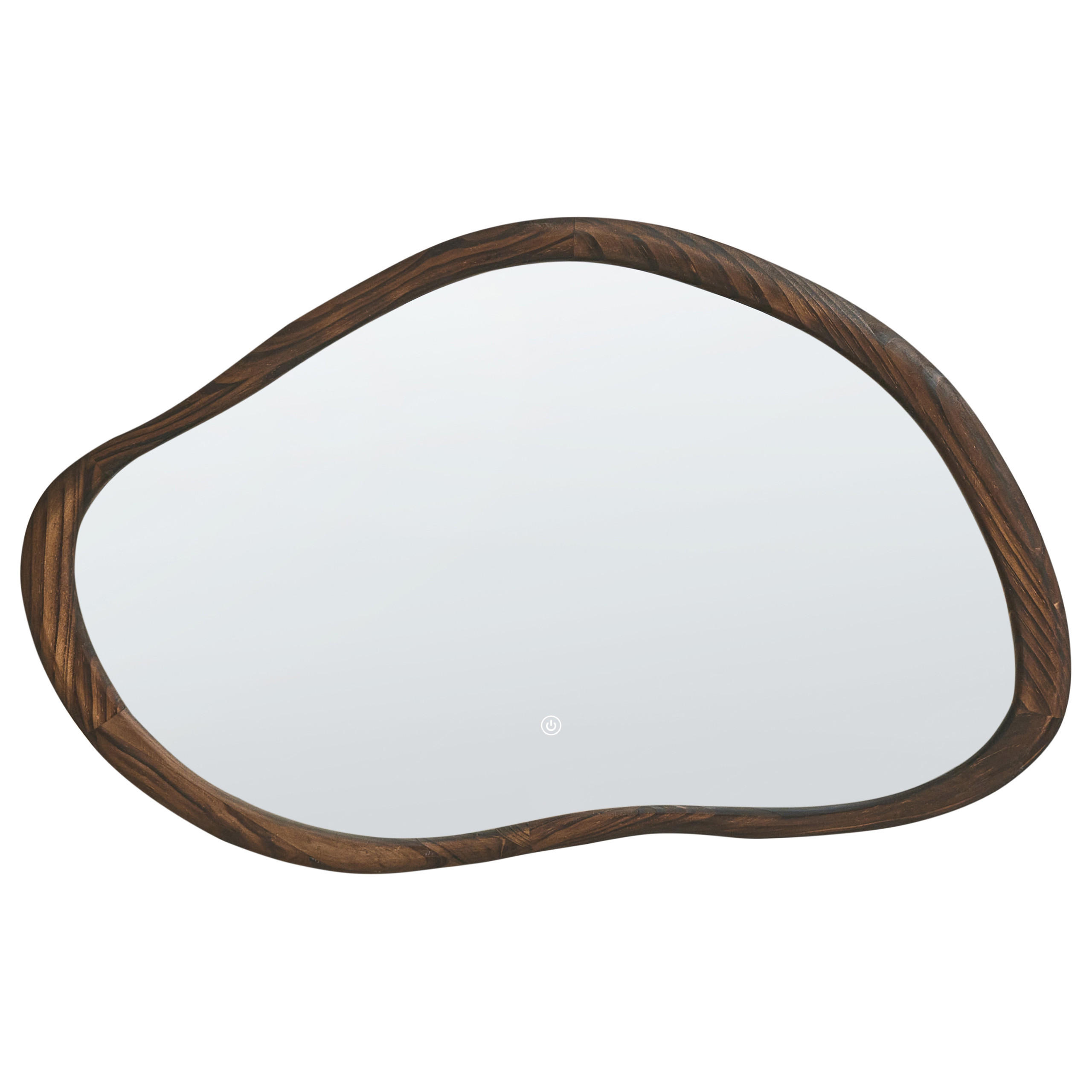 LED-BADEZIMMER-SPIEGEL 93/60 cm Dunkelbraun Mancey - Silberfarben/Braun, Glas (93/60/3cm) - Beliani
