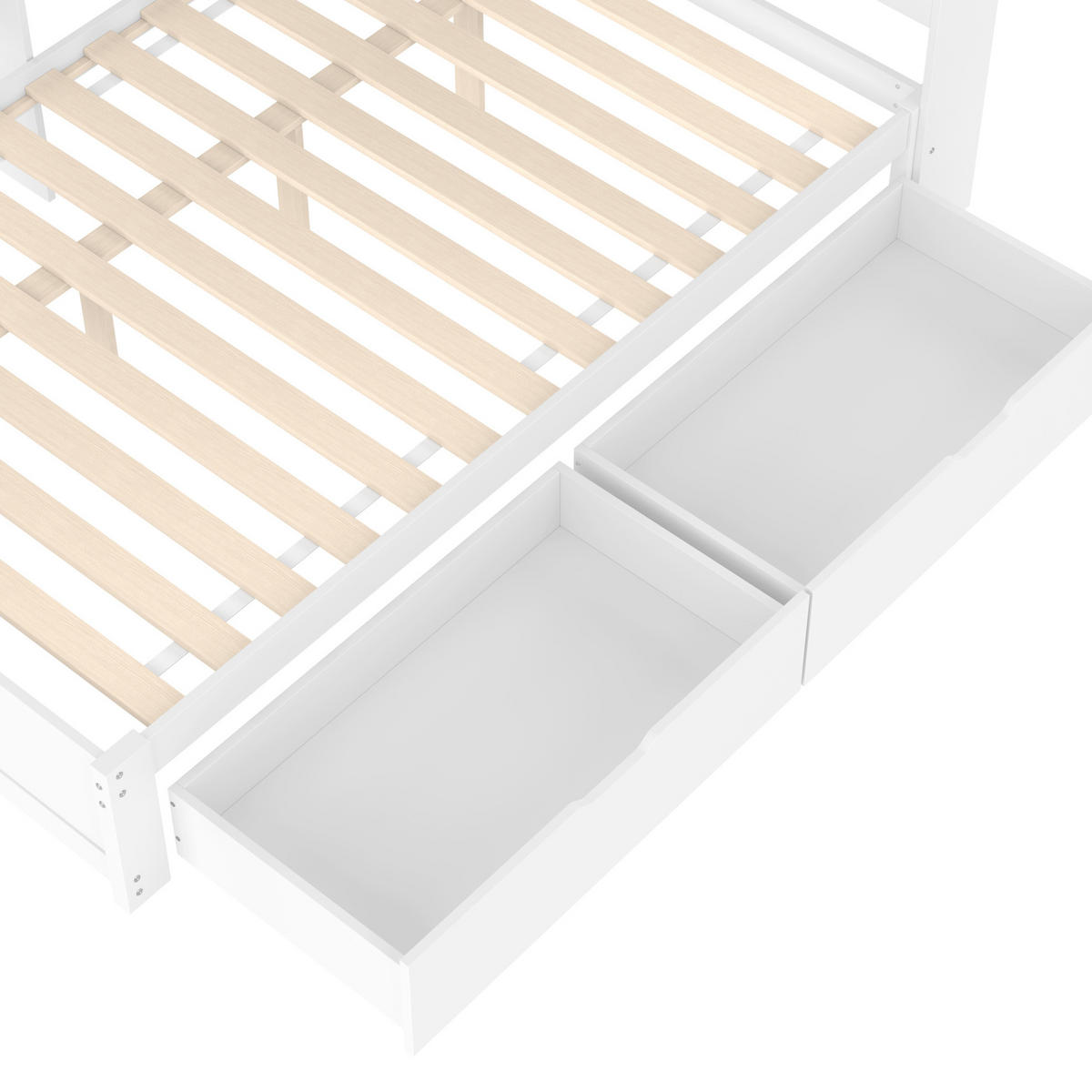 POLSTERBETT 140/200 cm Weiß mit 2 Schubladen und Steckdose mit 2 USB-Anschlüssen - Weiß, Holzwerkstoff (140/200cm) - Flora Grace