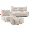 GARTENLOUNGE-SET LOVIA, Möbel-Set, Dunkelbeige/Weiß - Beige, Textil - KONSIMO®