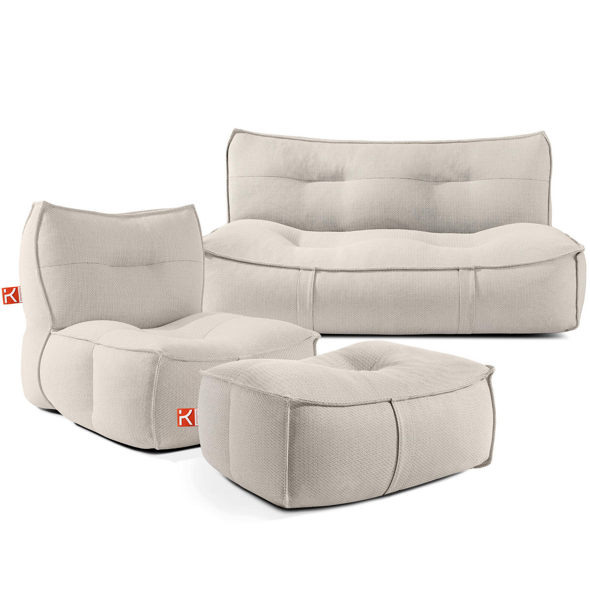 GARTENLOUNGE-SET LOVIA, Möbel-Set, Dunkelbeige/Weiß - Beige, Textil - KONSIMO®