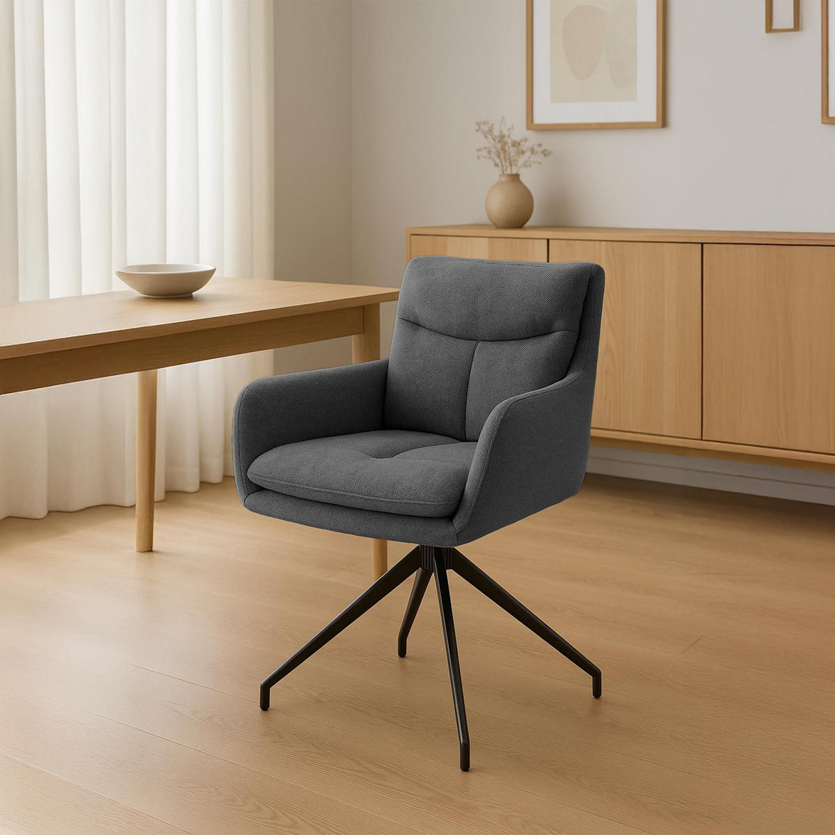 ESSZIMMERSTUHL Somers 83x57x62 dunkelgrau - Dunkelgrau, Textil (57/83/62cm) - furnicato