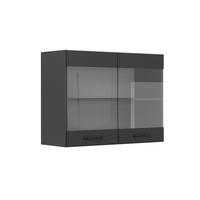 KÜCHENGLASHÄNGESCHRANK R-Line Anthrazit Landhaus 80 cm - Anthrazit, Holzwerkstoff (80/60/31cm) - Vicco