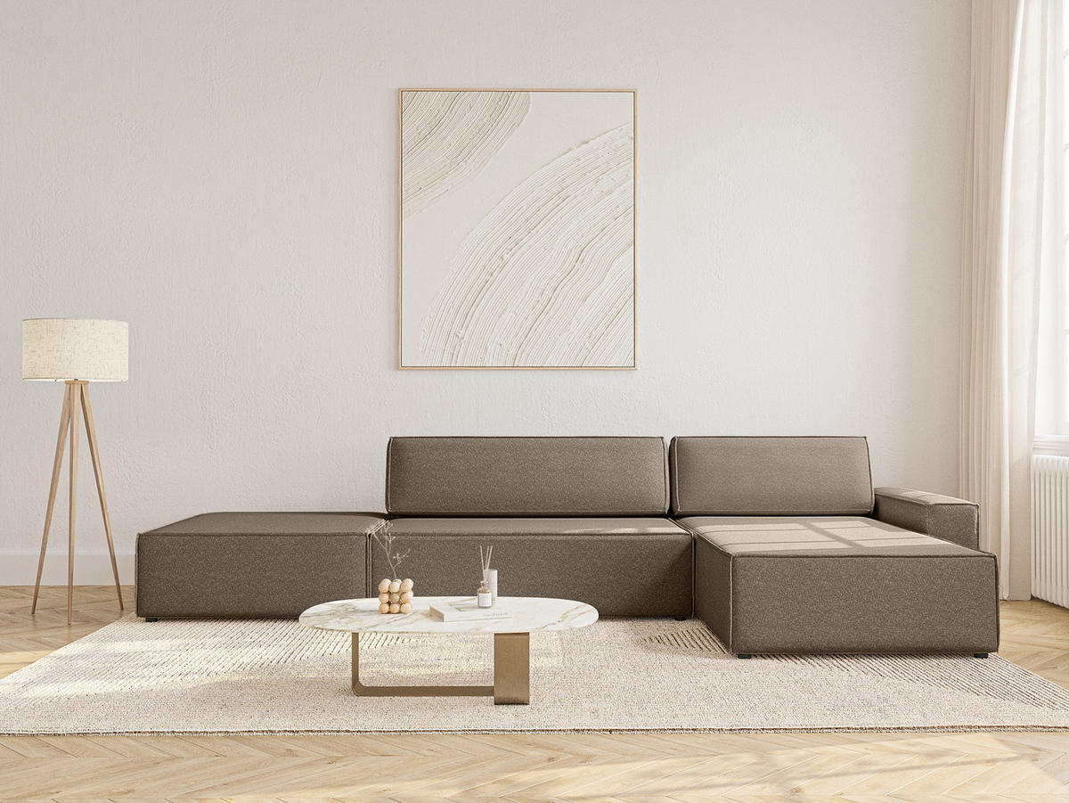 ECKSOFA Lummo La mit Schlaffunktion, Braun - Braun, Textil (363/185cm) - Fedve