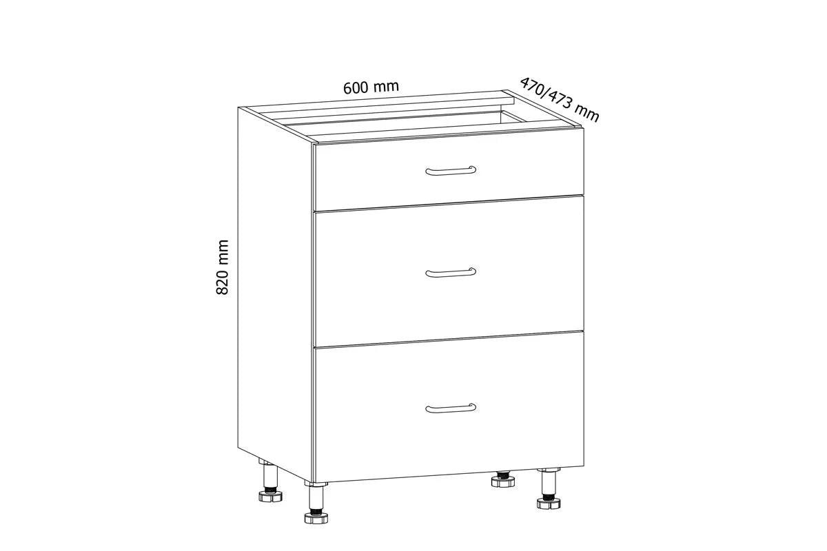 UNTERSCHRANK – 60 cm – D60S3 – Velmora – Grau - Grau, Holzwerkstoff (60/82/47cm) - ROYAL24_MARKT