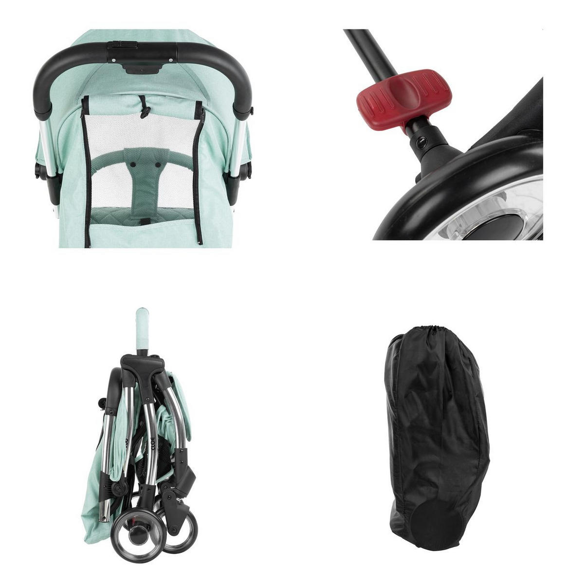BUGGY Cloe bis 22 kg grün Aluminiumrahmen faltbar Getränkehalter - Pastellgrün, Metall (72/43/102cm) - Kikka boo