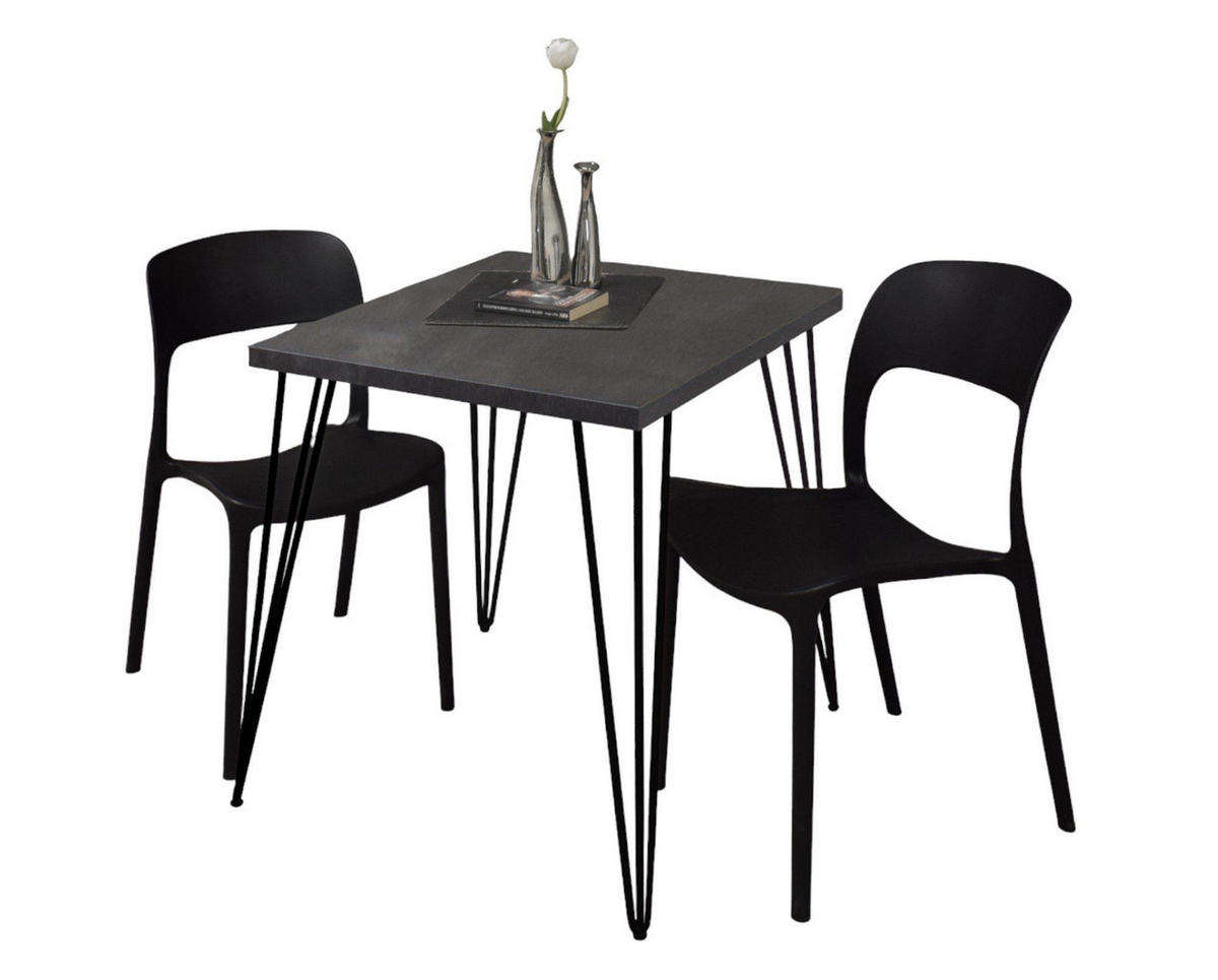 BARTISCH Eirena 70x70x75 schwarz matt/graphit - Graphitfarben, Metall (70/70/75cm) - 58aufmkessel