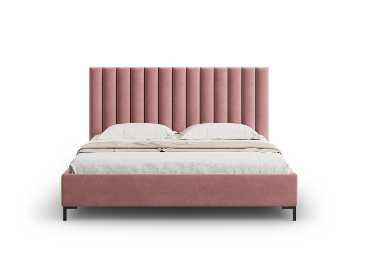 BETT mit Bettkasten und Kopfteil Allison aus Samt rosa 160x200cm - Pink, Textil (160/200cm) - Micadoni