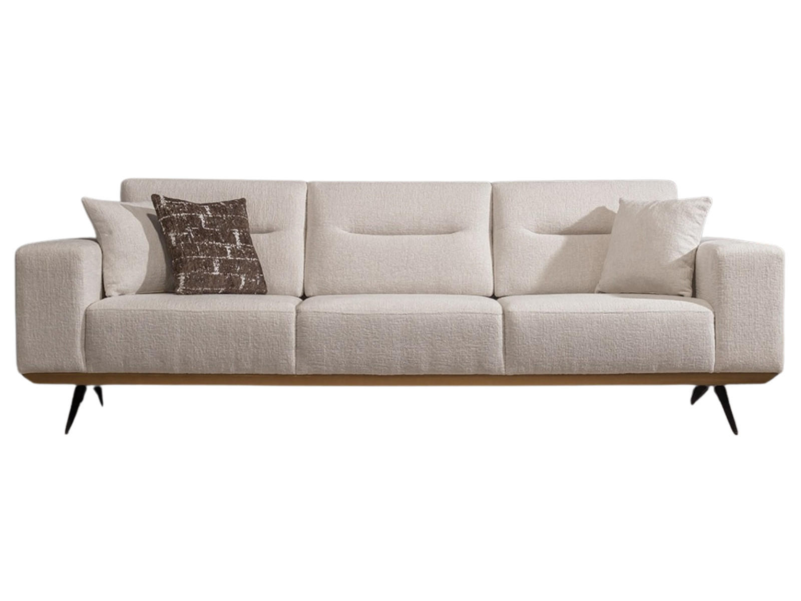 SOFA Opera 4-Sitzer Samt Beige - Beige, Textil/Metall (265/87/95cm) - Villa Möbel