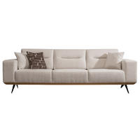 SOFA Opera 4-Sitzer Samt Beige - Beige, Textil/Metall (265/87/95cm) - Villa Möbel