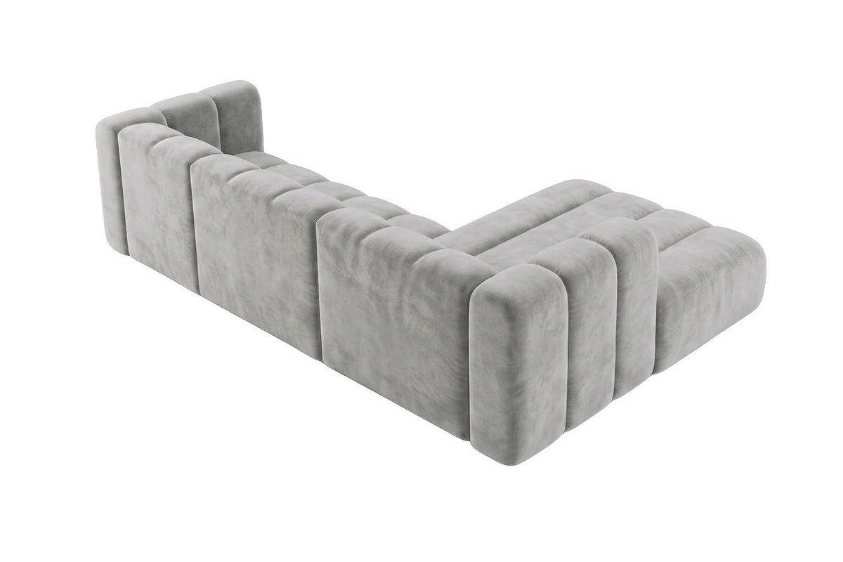 ECKSOFA Modulares In L-Form, Velvet-Stoff Riviera, Grau, Rechts, GRAND 287 cm - Grau, Holz (287/179cm) - Kaiser Möbel