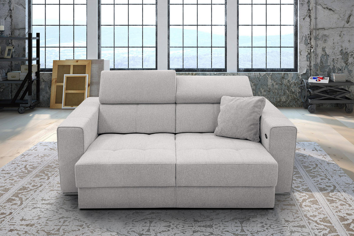 SOFA QUARTZ 3-Sitzer mit Ausziehsitz, creme - Creme, Holzwerkstoff/Textil (202/80/102cm) - Courtois Laville