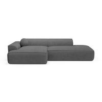 ECKSOFA LINKS Gerippter Samt Anthrazitgrau 300cm - Dunkelgrau/Anthrazit, Textil (155/300cm) - Sia Home
