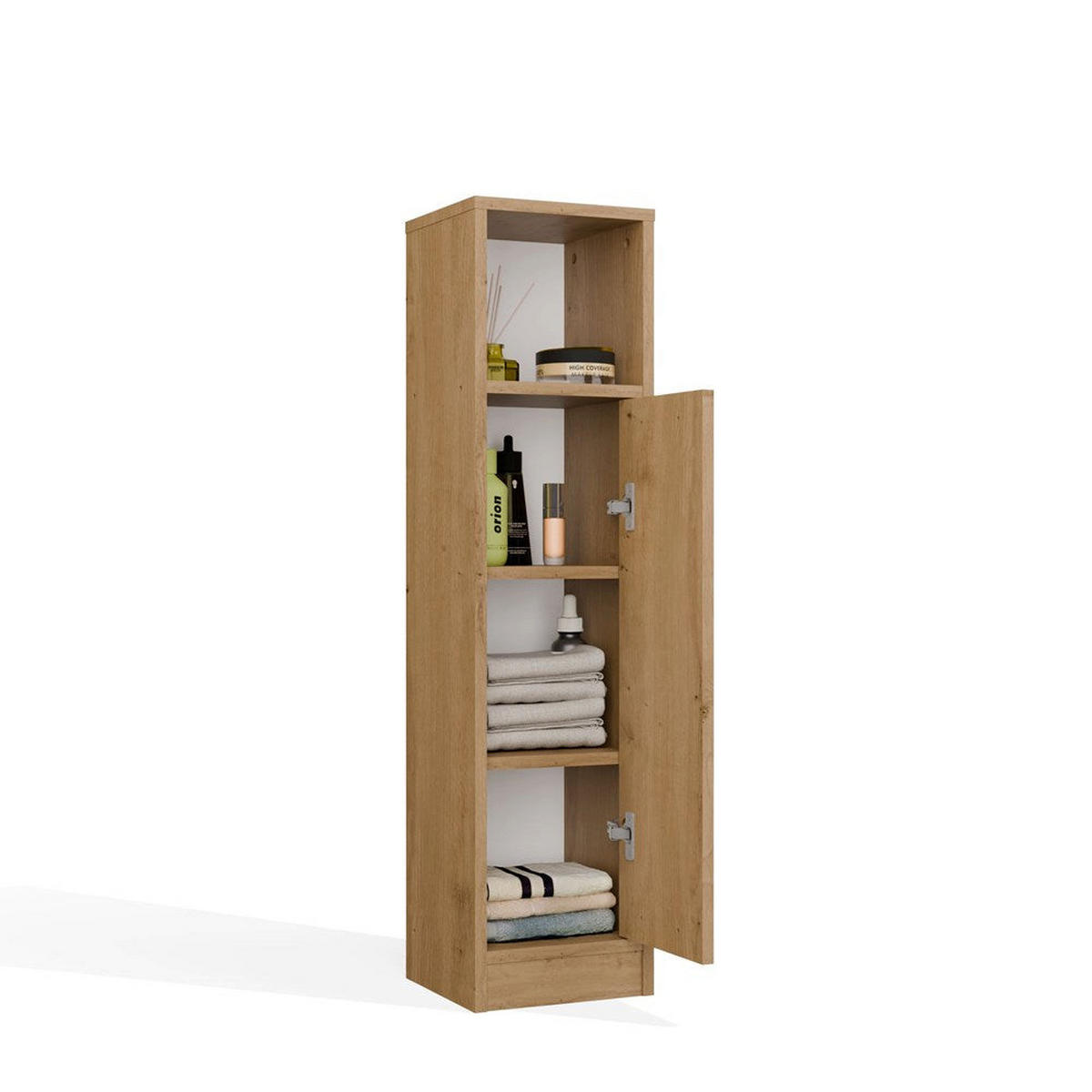 BADEZIMMERSCHRANK Iva - Eiche Wotan, Holzwerkstoff (25.5/102/24cm) - kommodly