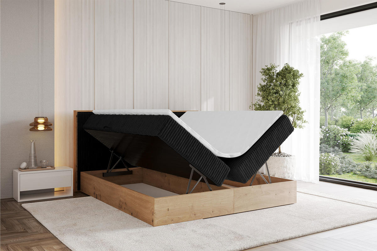 BOXBETT LOLLI9 - 180x200 - H3 Schwarz - Schwarz, Holzwerkstoff (180/200cm) - ALTDECOR