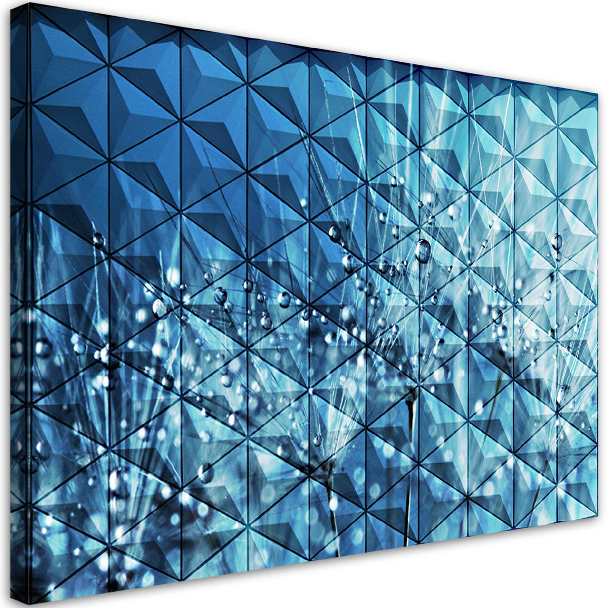 WANDBILD pusteblume in tau tropfen - Blau, Textil (60/40cm) - Feeby