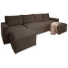 WOHNLANDSCHAFT ASPRA Braun Kordstoff mit Schlaffunktion - Braun, Holz (295/85/140cm) - MASSENO