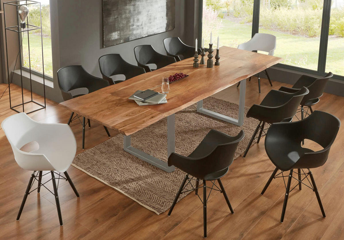 ESSTISCH ADINA - Beige/Silberfarben, Holz/Metall (100/200/76cm) - SAM