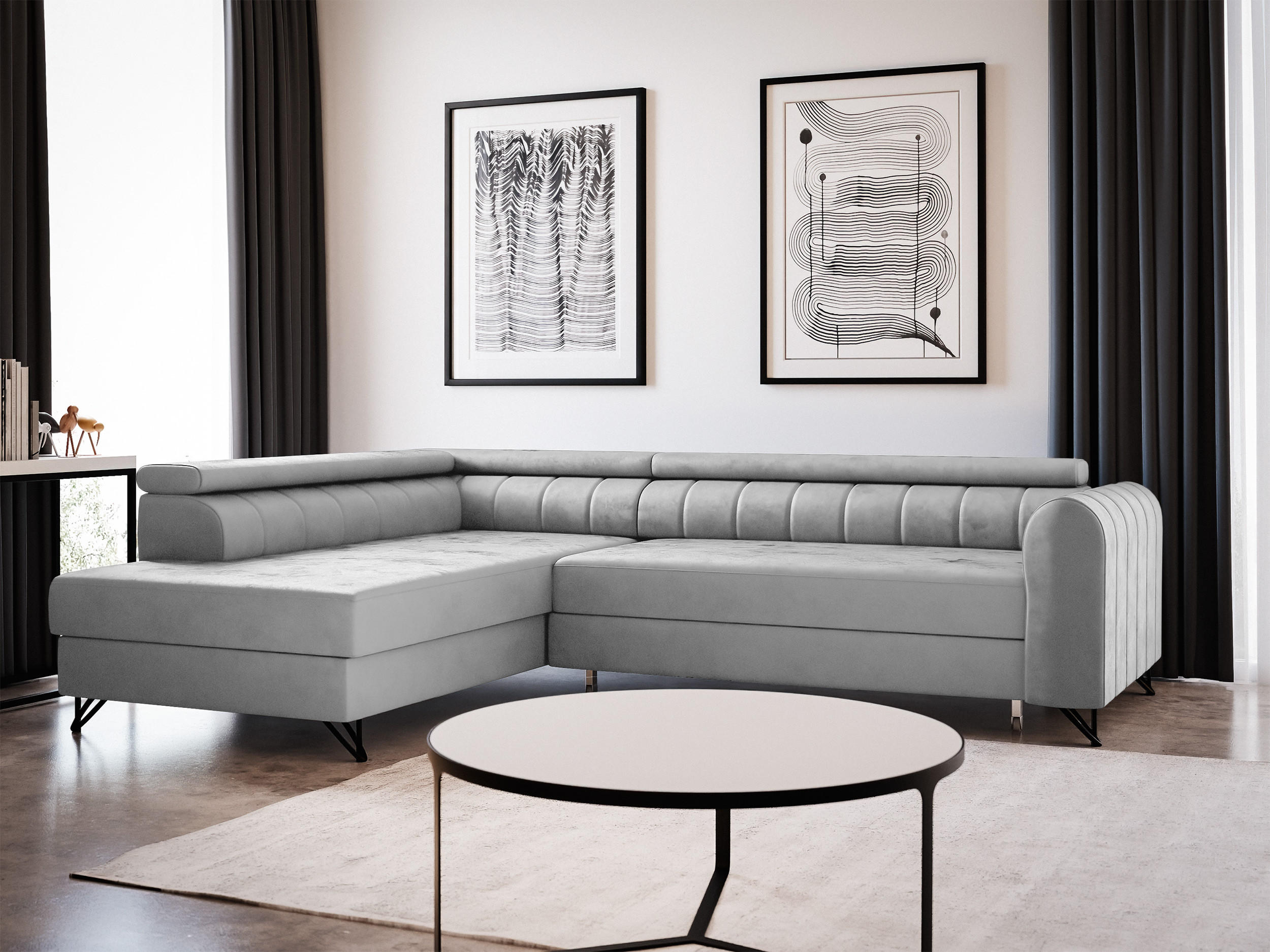 ECKSOFA Alice, Seite: Links - Grau, Holz/Textil (250/179cm) - Sofnet