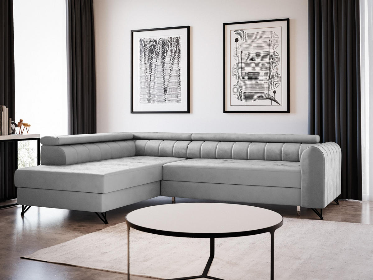 ECKSOFA Alice, Seite: Links - Grau, Holz/Textil (250/179cm) - Sofnet