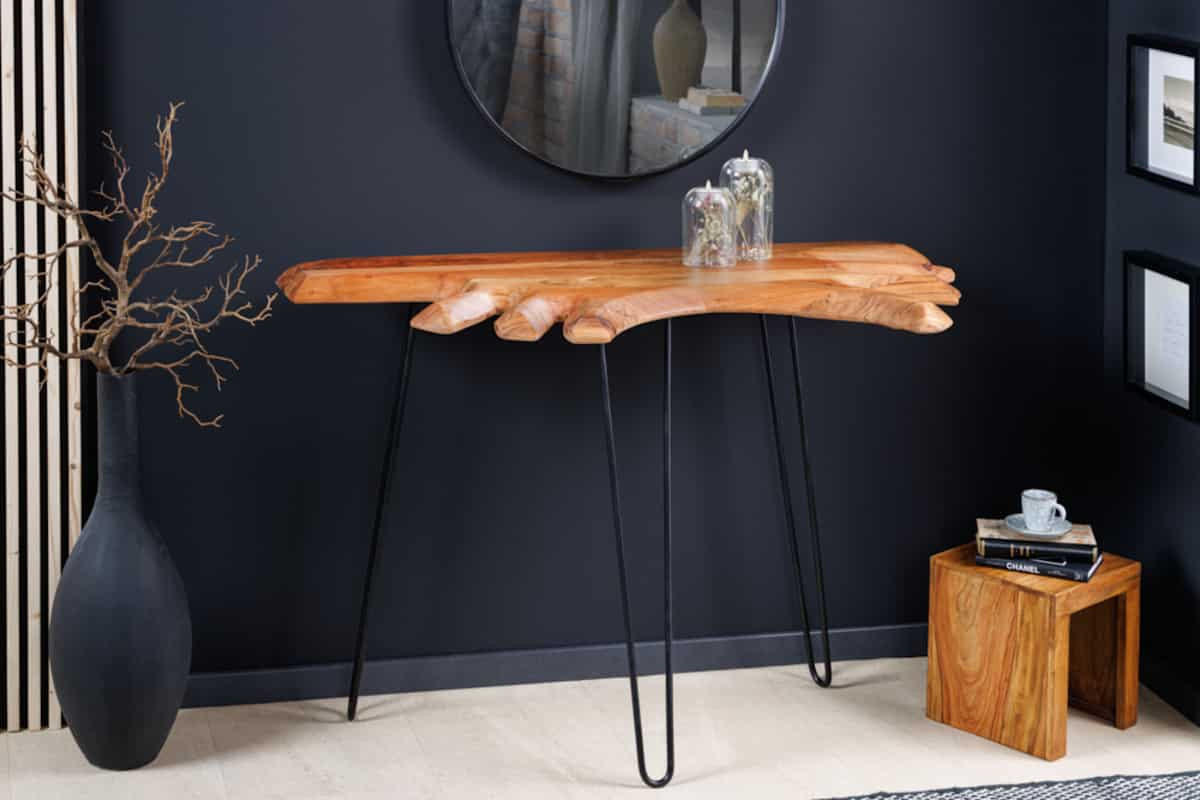 KONSOLENTISCH WILD Akazie Natur 105cm - Schwarz/Braun, Holz (52/104/80cm) - riess-ambiente