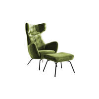 SESSEL MIT HOCKER LOTTE Dunkelgrün Velvet - Dunkelgrün/Schwarz, Textil (79/117/82cm) - KAWOLA