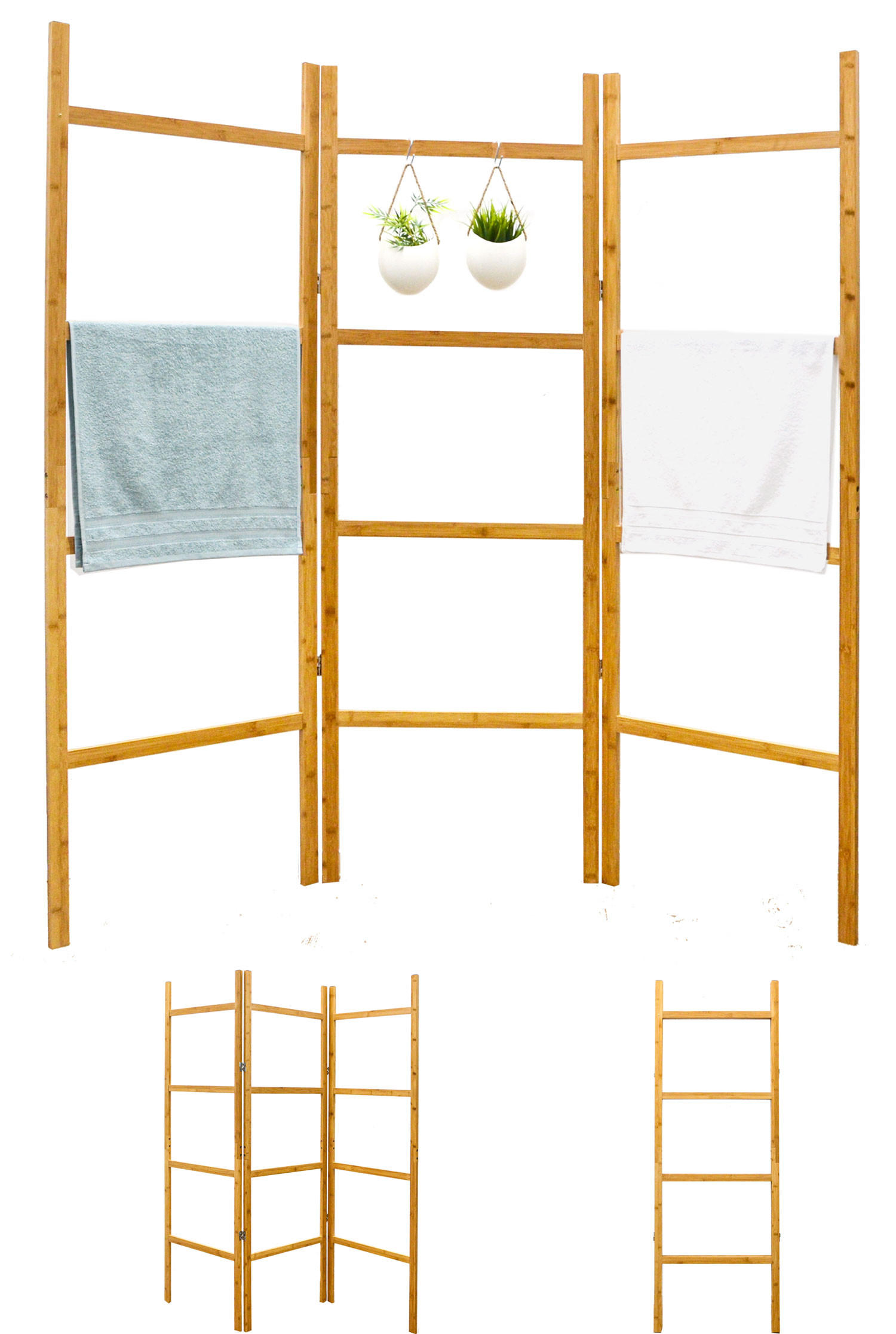 XL-RAUMTEILER 180/180cm Bambus - Braun, Holz (6/180/180cm) - Dunedesign