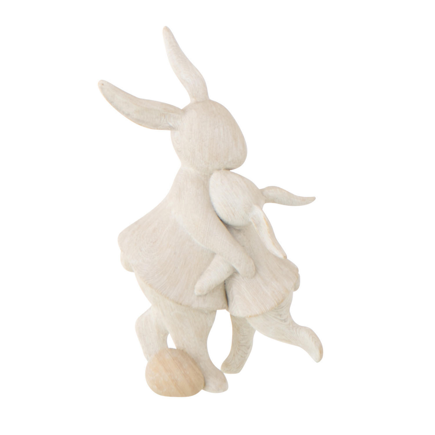 DEKO KANINCHEN KUSCHEL (2ER SET) - Beige, Glas/Naturmaterialien (7.5/18/11cm) - J-Line