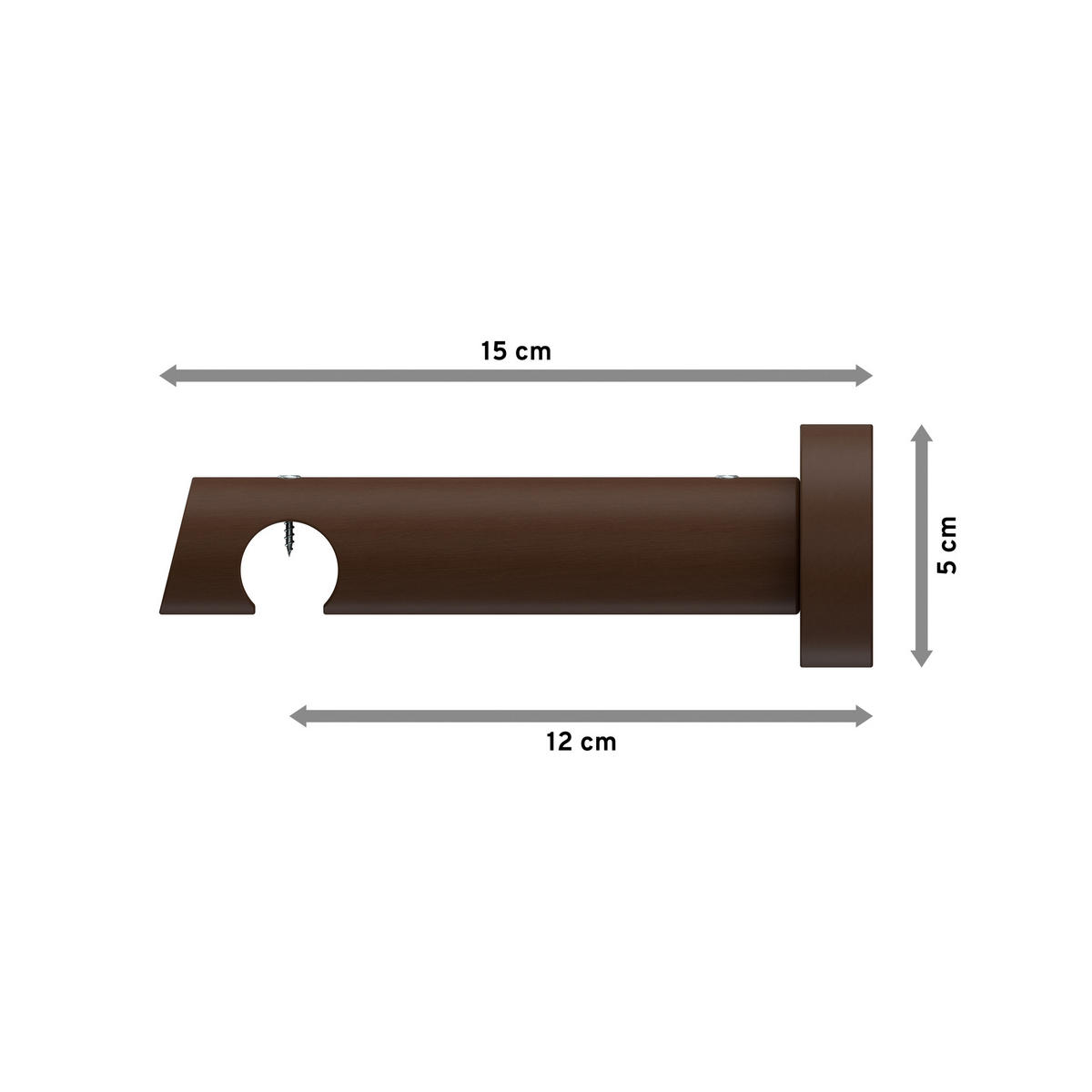 TRÄGER FÜR INNENLAUFSTANGEN 20 mm Ø, Talent 1-läufig, Nussbaum - Nussbaumfarben, Holz (15/5.3/5.3cm) - INTERDECO