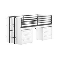 HALBHOCHBETT 90x200 Keelia Weiß mit Schreibtisch Stauraum - Weiß, Kunststoff (90/200cm) - 58aufmkessel
