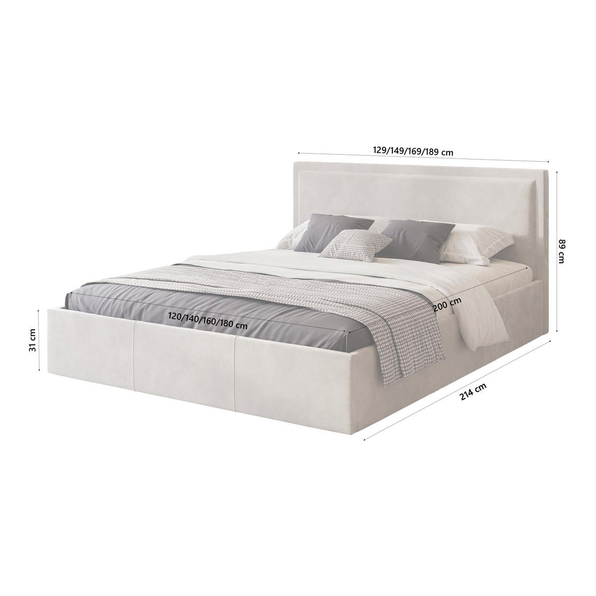 POLSTERBETT Osterne 120x200 cm, Hellbeige - Beige, Textil (120/200cm) - Fedve