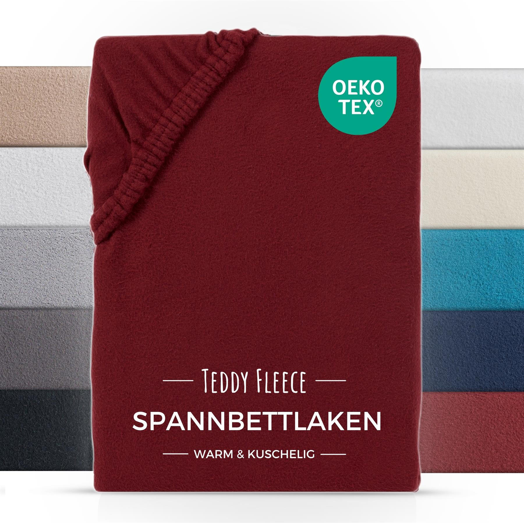 SPANNBETTLAKEN-TEDDY Warmes Winter Bettlaken 160x200 cm, Kuscheliges Teddy Laken Rot - Bordeaux, Textil (160/200cm) - Carpe Sonno