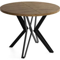 ESSTISCH Revena runder ausziehbarer, Lefkas Eiche 120-200/120/76 cm - Alteiche/Schwarz, Holzwerkstoff/Metall (120/120/76cm) - WFL GROUP