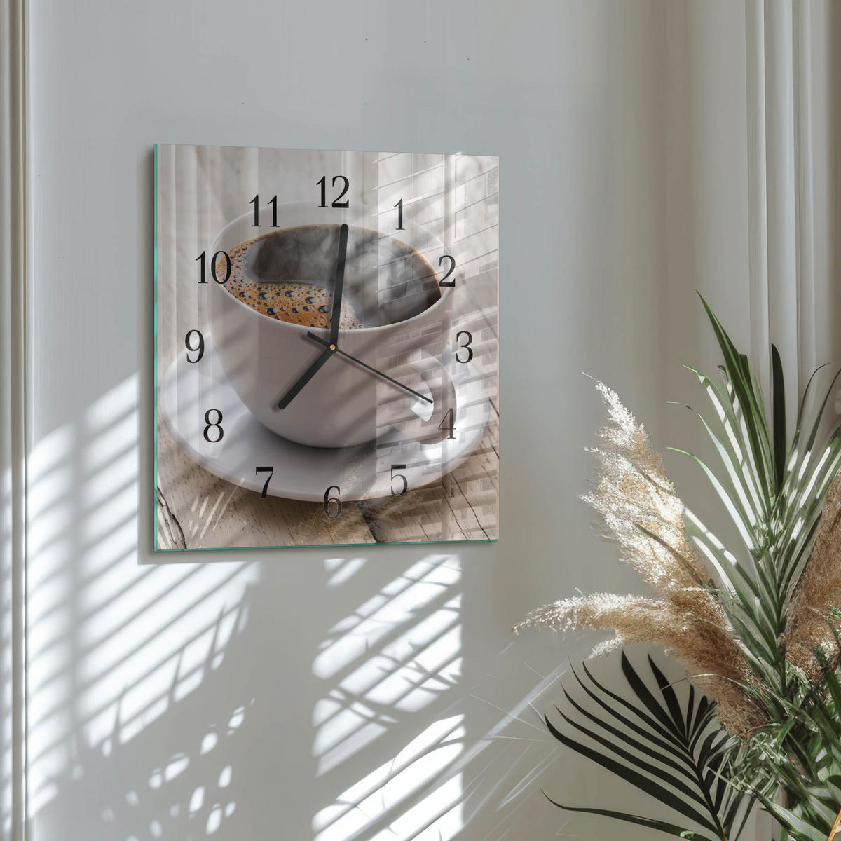 WANDUHR 30x30 cm - Kaffee - Braun, Glas (30/30/0.4cm) - TULUP