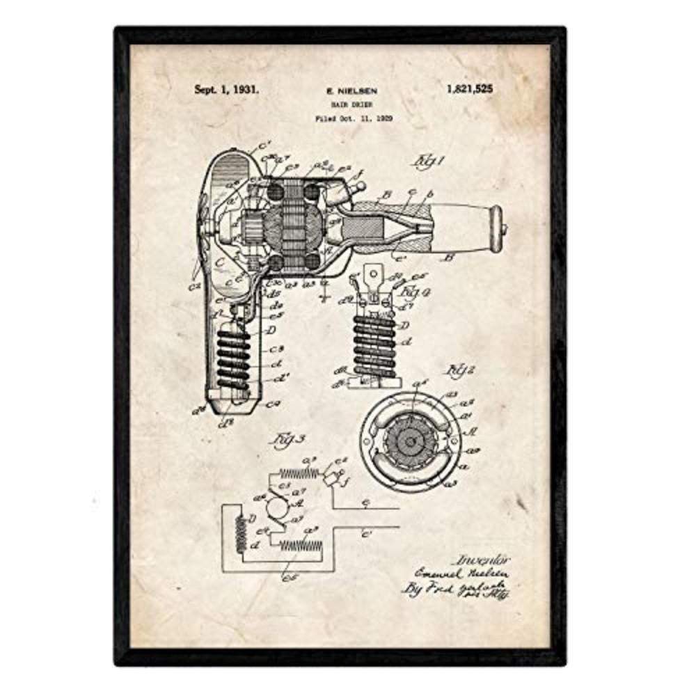POSTER Haartrockner Patent A3 Rahmenlos - Klar, Papier (29.7/5/42cm) - Nacnic
