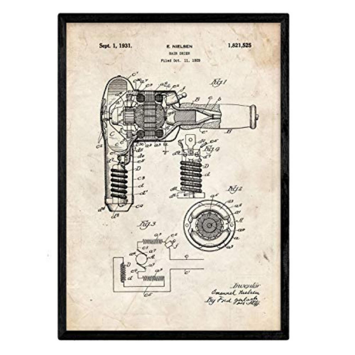 POSTER Haartrockner Patent A3 Rahmenlos - Klar, Papier (29.7/5/42cm) - Nacnic
