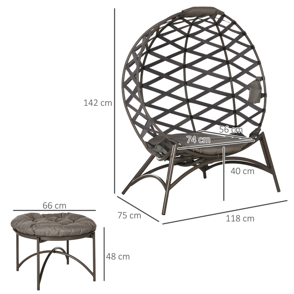 GARTENMÖBEL-SET, Stahl, Sand - Sandfarben, Metall - Outsunny