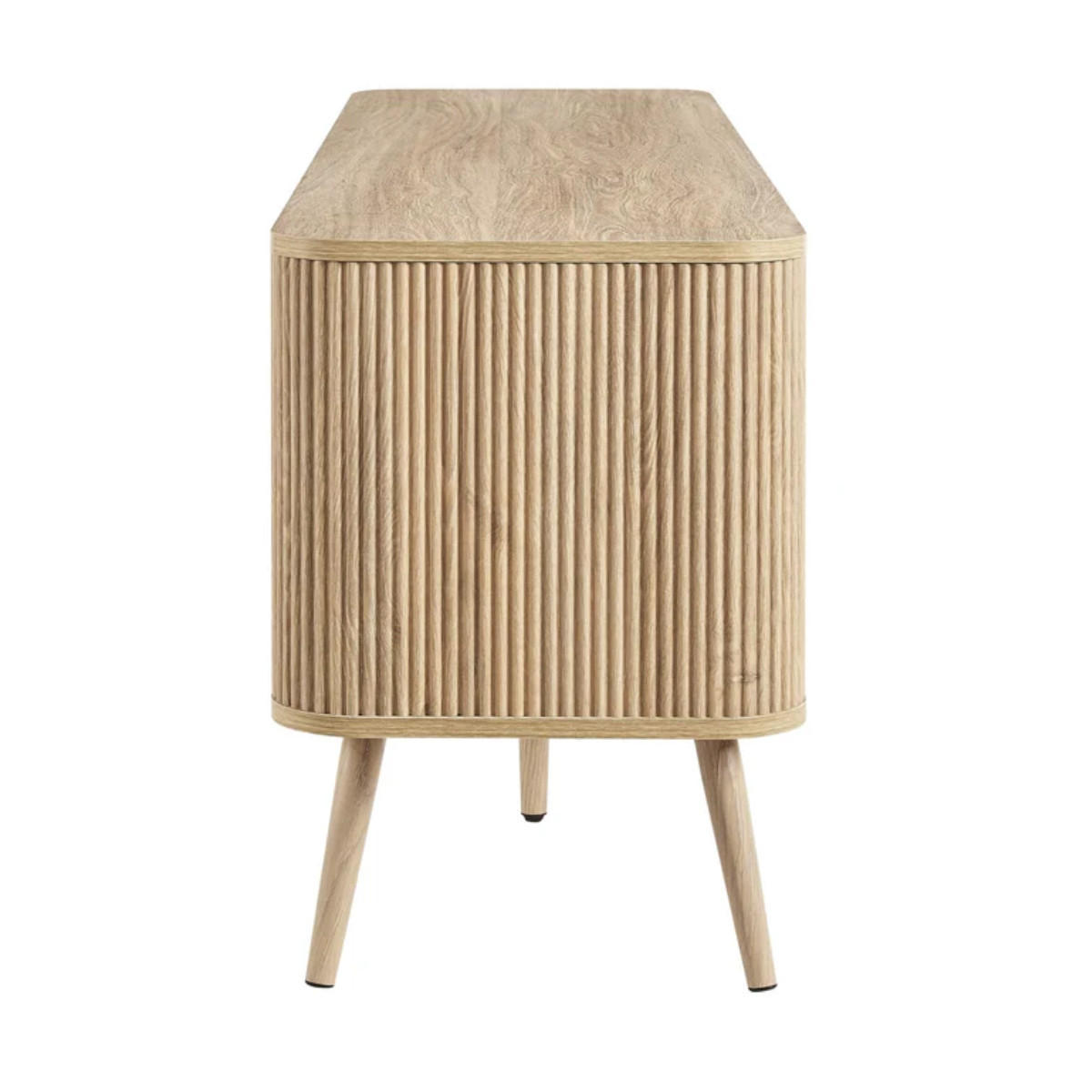 TV-MÖBEL 2 Türen Fronten gerundetem Lamelleneffekt 39/56/140 cm - Eschefarben, Holzwerkstoff (39/56/45cm) - Calicosy