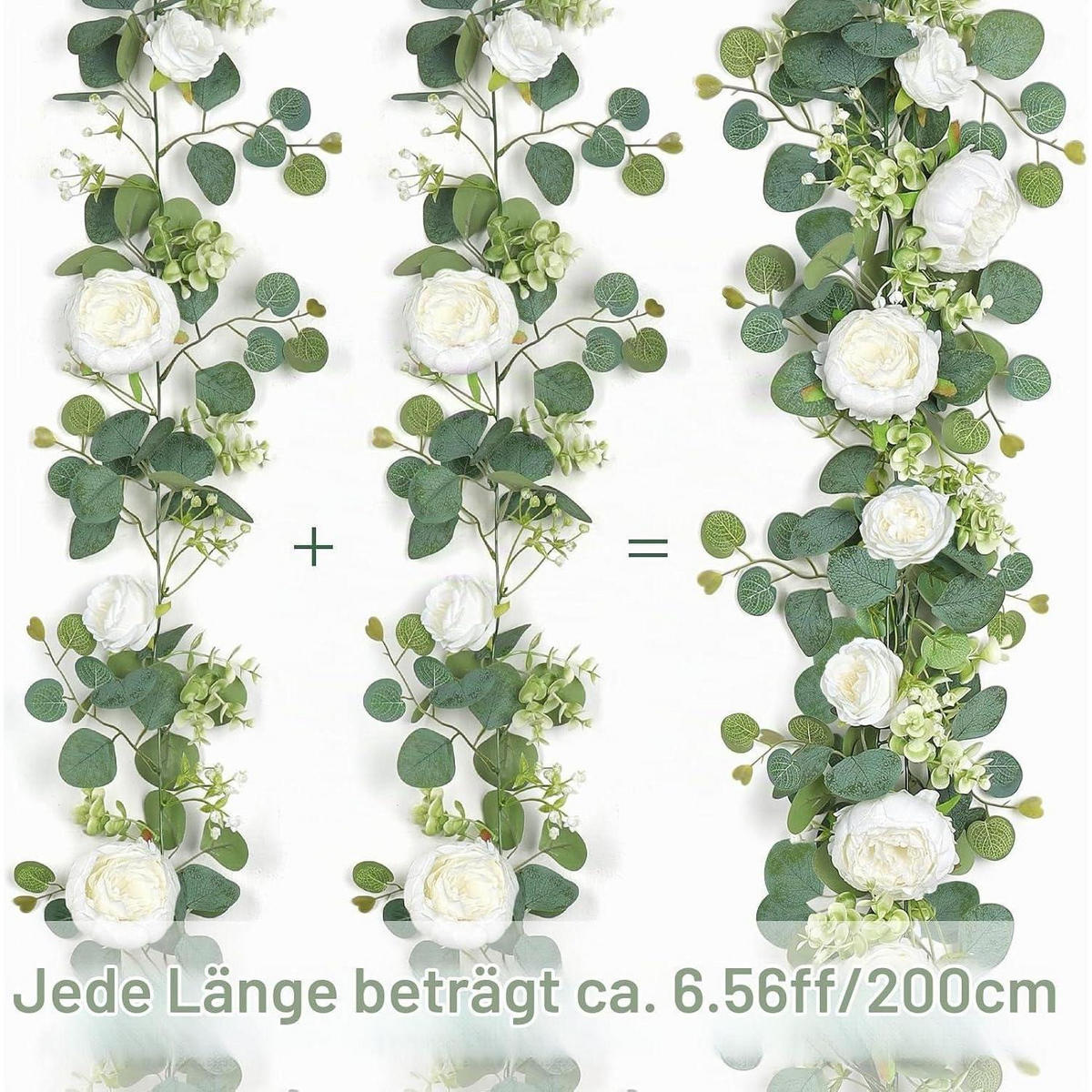 KÜNSTLICHE Blumengirlande 2-teiliges Set 200 cm Weiß - Multicolor, Kunststoff (5cm)