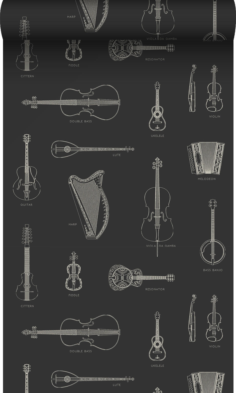 TAPETE Musikintstrumente 53 cm x 10.05 m - Schwarz, Papier (53/1000cm) - Origin Wallcoverings