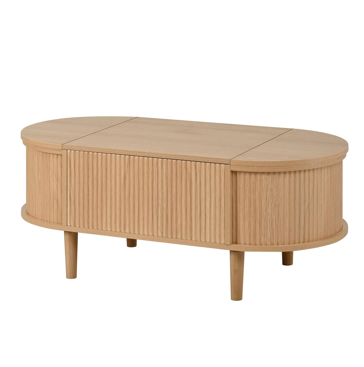 COUCHTISCH 100/48/53,5 cm mit höhenverstellbarer Tischplatte und Stauraum, Eiche - Eichefarben, Holzwerkstoff (100/48/53.5cm) - Redom