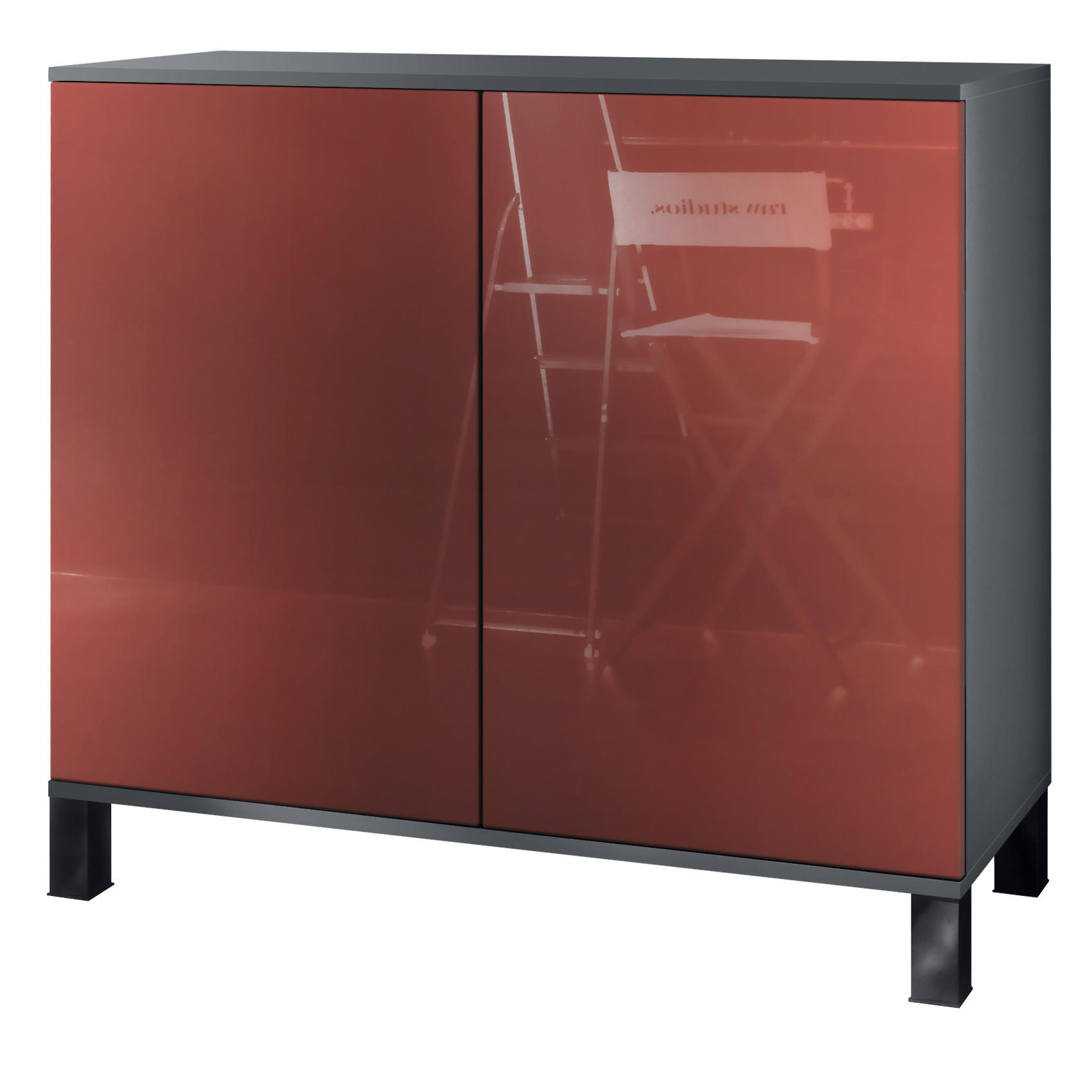 KOMMODE Skadu Bordeaux Hochglanz - Bordeaux, Holzwerkstoff (92.5/84.5/35cm) - Vladon