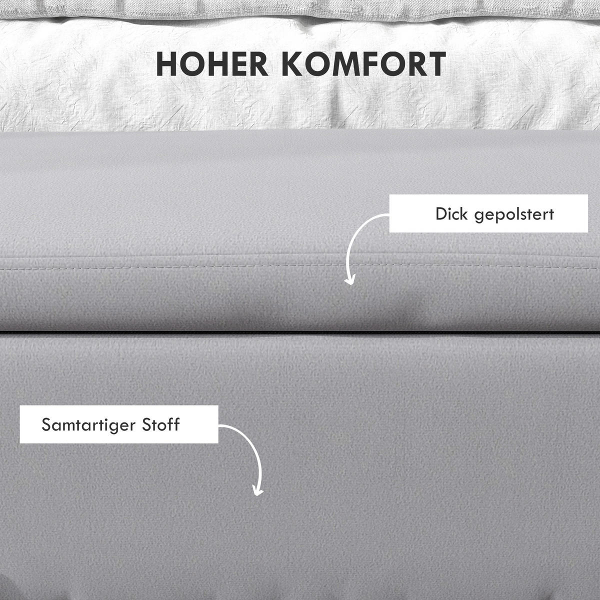 TRUHENBANK Hellgrau - Hellgrau, Kunststoff (40/42/100cm) - HOMCOM