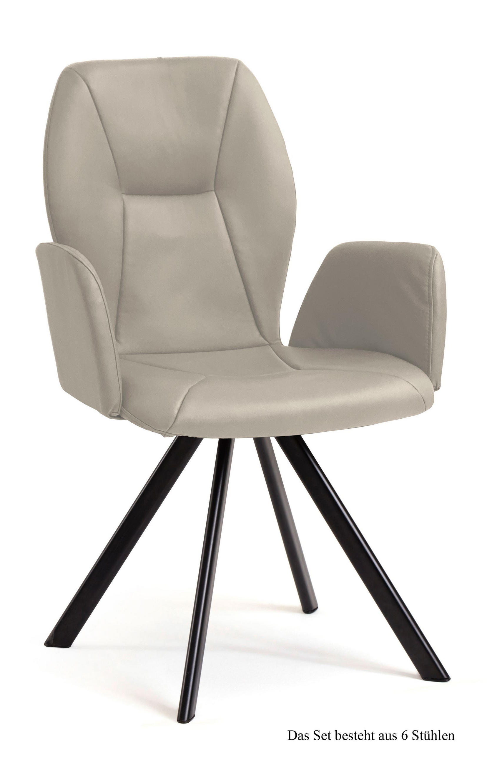 ARMLEHNSTUHL (6er-Set) Denna 58x92x60 Schwarz/Natur - Schwarz/Naturfarben, Kunststoff (60/92/58cm) - 58aufmkessel