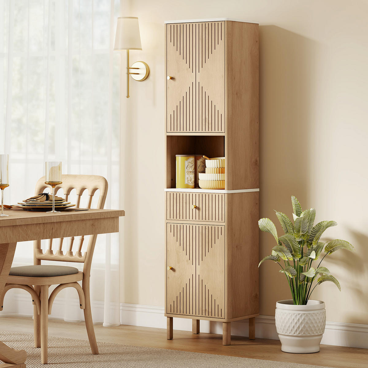 HOCHSCHRANK DE-12490 41,5/30/168 cm Eiche - Eichefarben, Holzwerkstoff (30/168/41.5cm) - ComfortXL