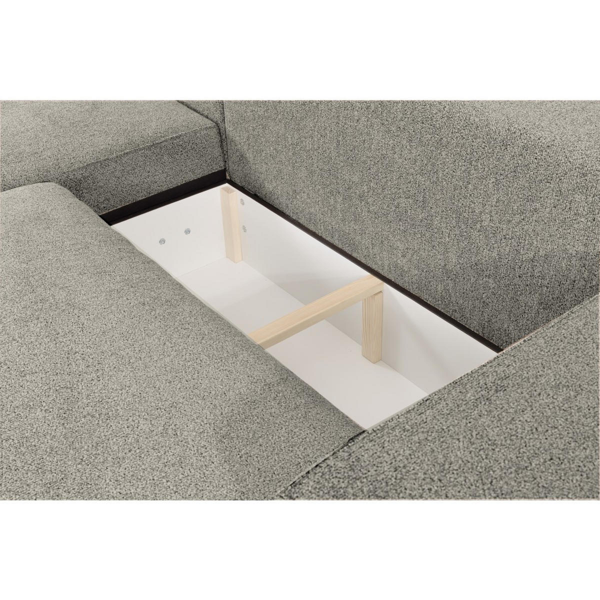 ECKSOFA LUNA mit Bettkasten und Schlaffunktion, Hellgrau - Hellgrau, Textil (271/195cm) - KS Home Concept