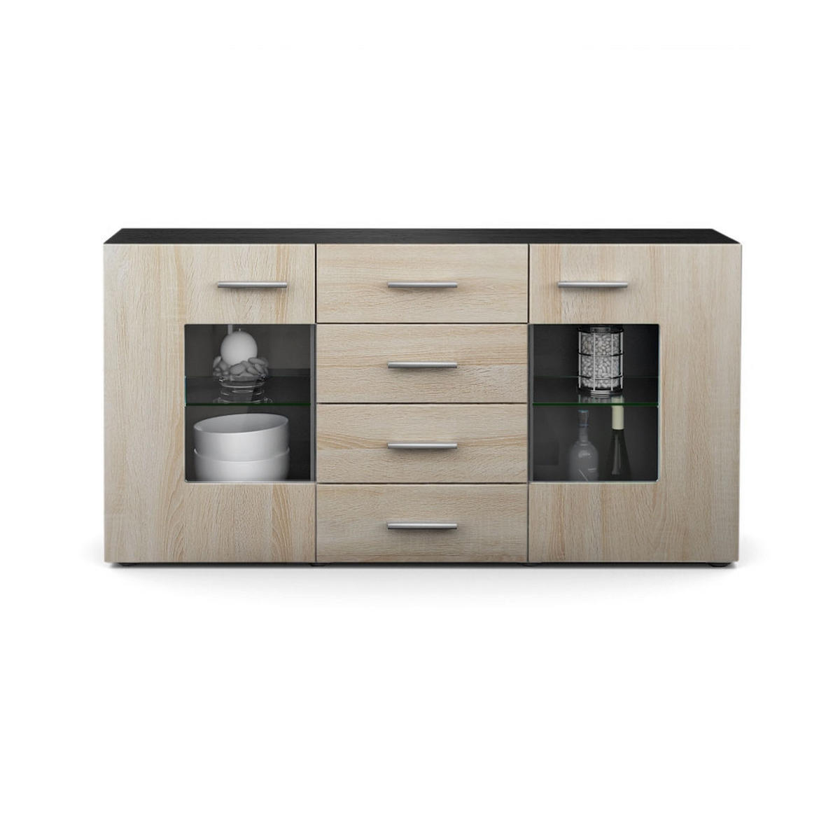 SIDEBOARD Noah Eiche sägerau - Eiche San Remo, Holzwerkstoff (139/72/35cm) - Vladon