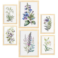 POSTER Set Mit 6 Botanische Lilien Größe A3 & A4 Rahmen aus hellem Holz - Beige, Papier (29.7/1cm) - Nacnic